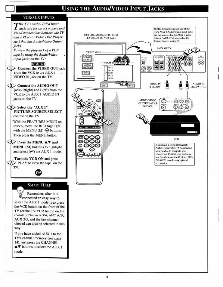 Using the audioa^ideo input jacks | Philips 54XP43C/37 User Manual | Page 28 / 56