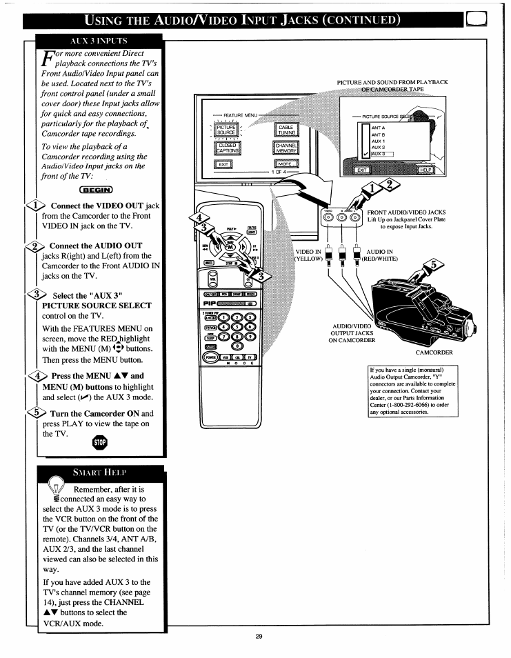 Using the audioa^ideo input jacks (continued) | Philips 54XP43C/37 User Manual | Page 29 / 56