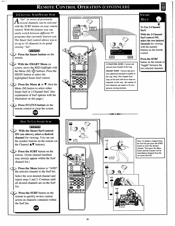 Remote control operation (continued) | Philips 54XP43C/37 User Manual | Page 35 / 56