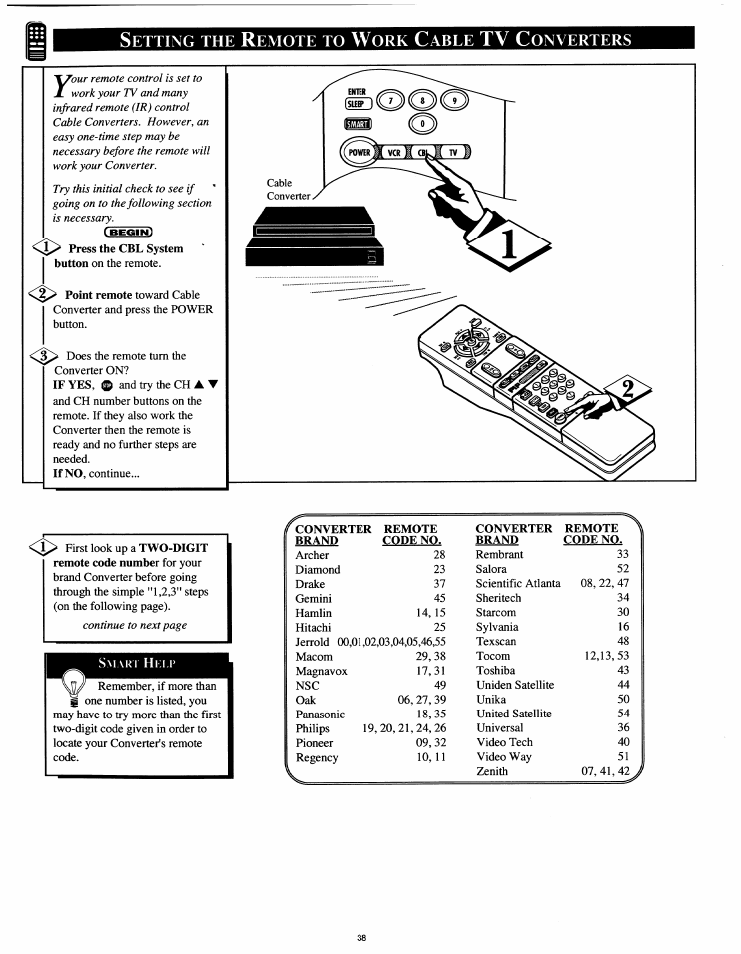 Tv c, Etting, Emote | Able, Onverters | Philips 54XP43C/37 User Manual | Page 38 / 56