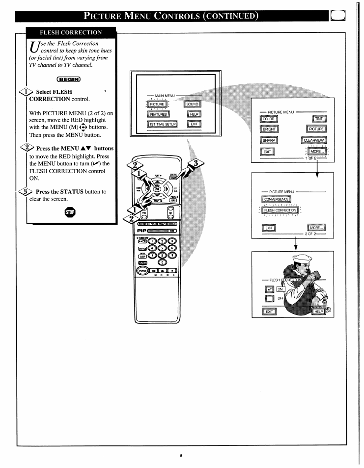 Icture, Ontrols, Continued | Philips 54XP43C/37 User Manual | Page 9 / 56