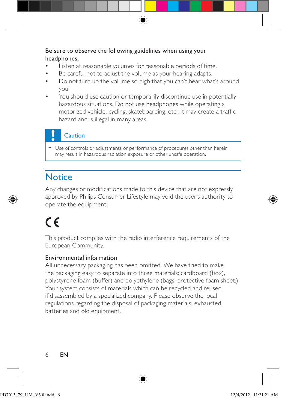 Notice | Philips PD7013/79 User Manual | Page 6 / 27