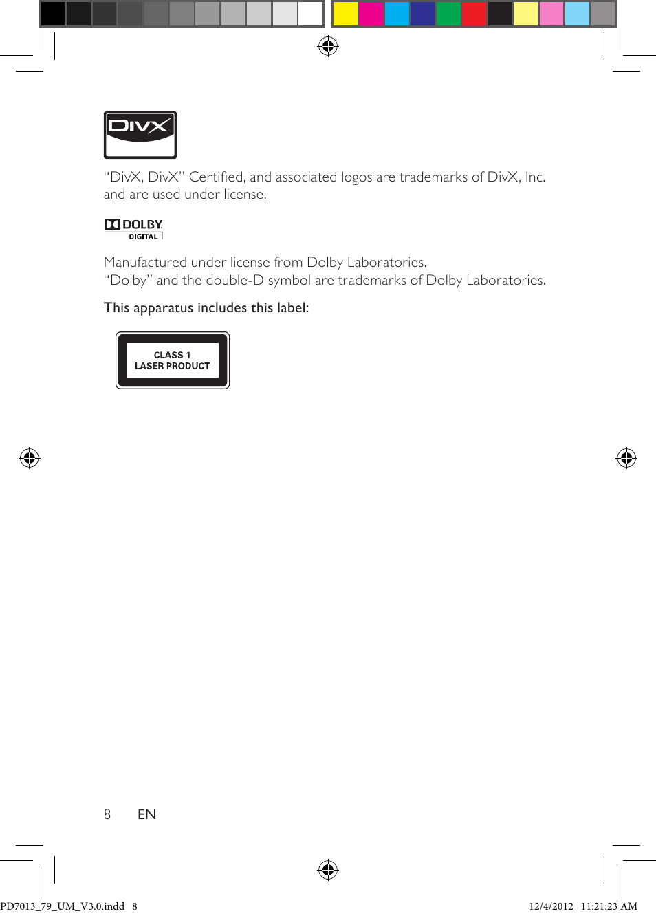 Philips PD7013/79 User Manual | Page 8 / 27