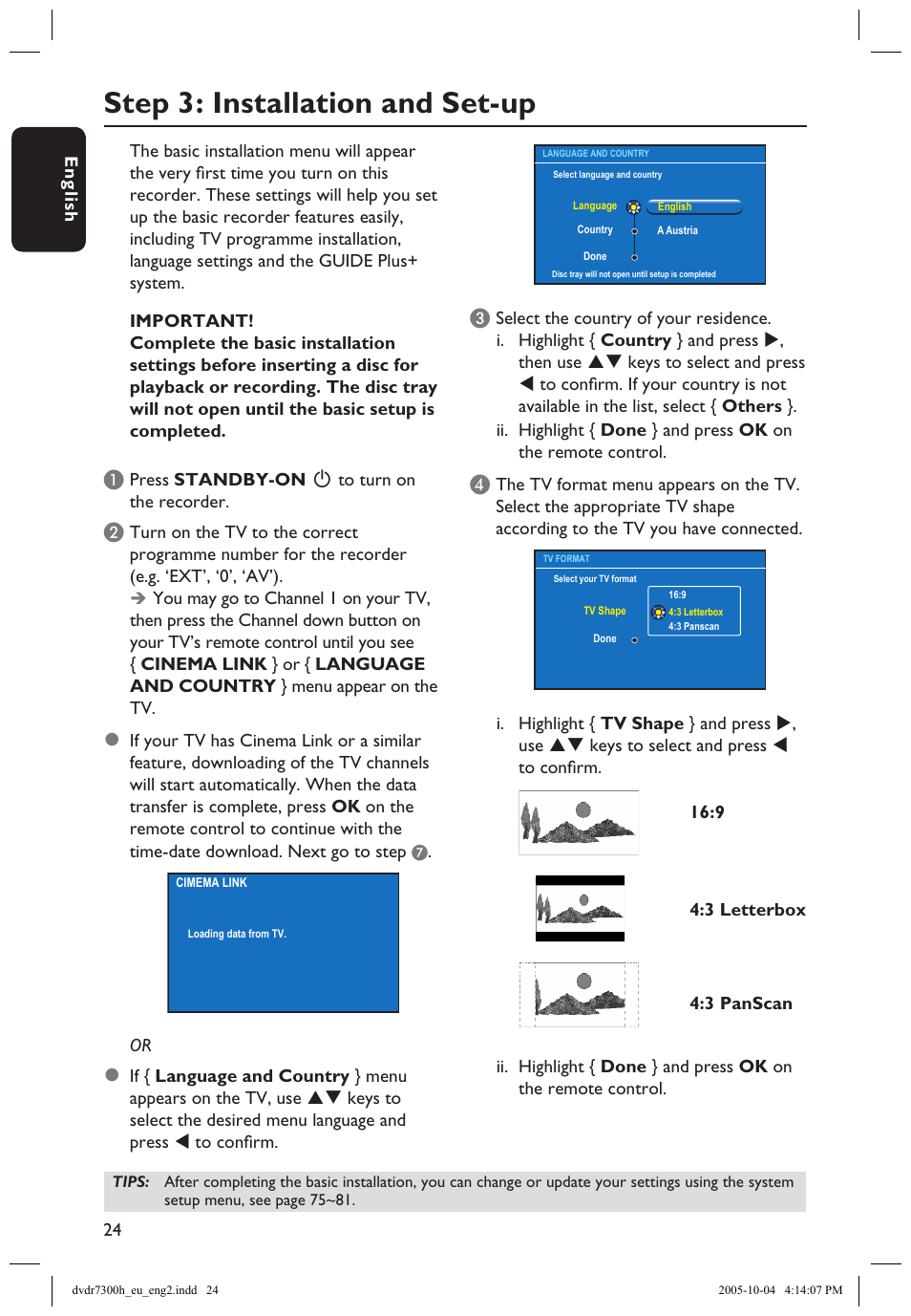 Step 3: installation and set-up | Philips DVDR7300H User Manual | Page 24 / 95