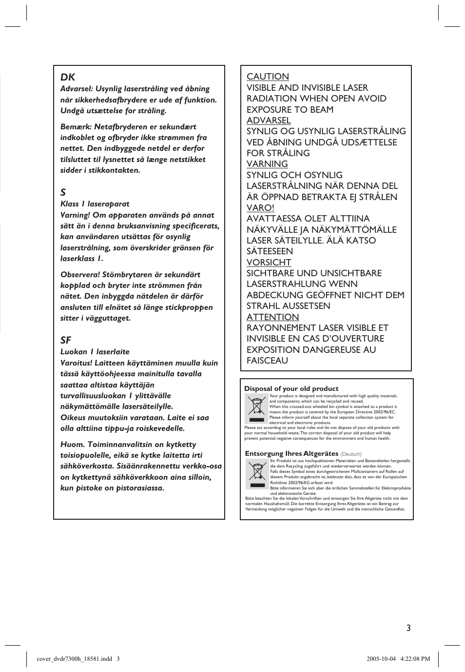 Philips DVDR7300H User Manual | Page 3 / 95