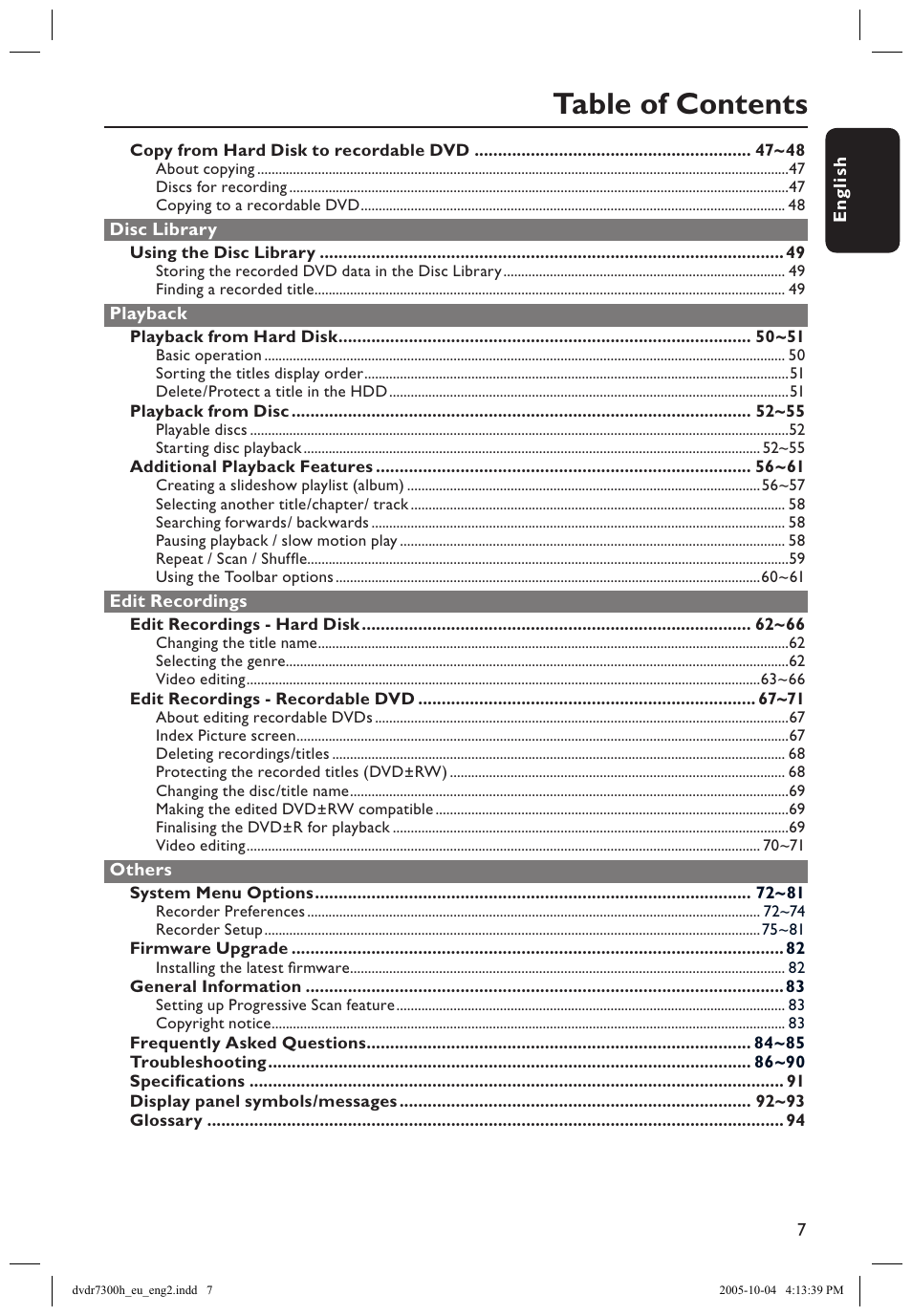 Philips DVDR7300H User Manual | Page 7 / 95