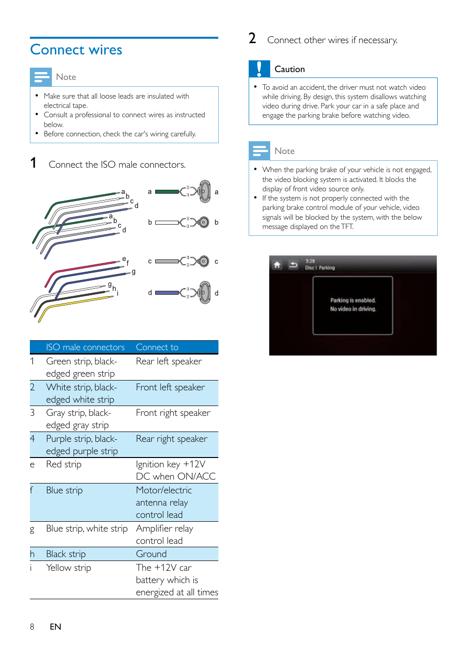3 install the car entertainment system, Connect wires | Philips CED1900BT User Manual | Page 10 / 47