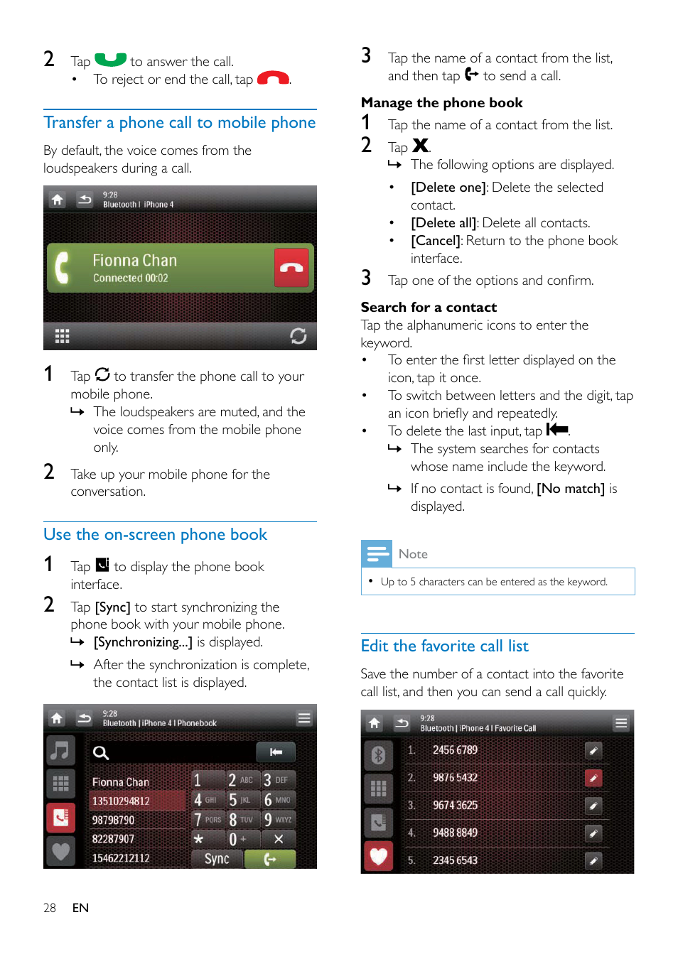 Manage paired devices, Play audio from a connected device | Philips CED1900BT User Manual | Page 30 / 47