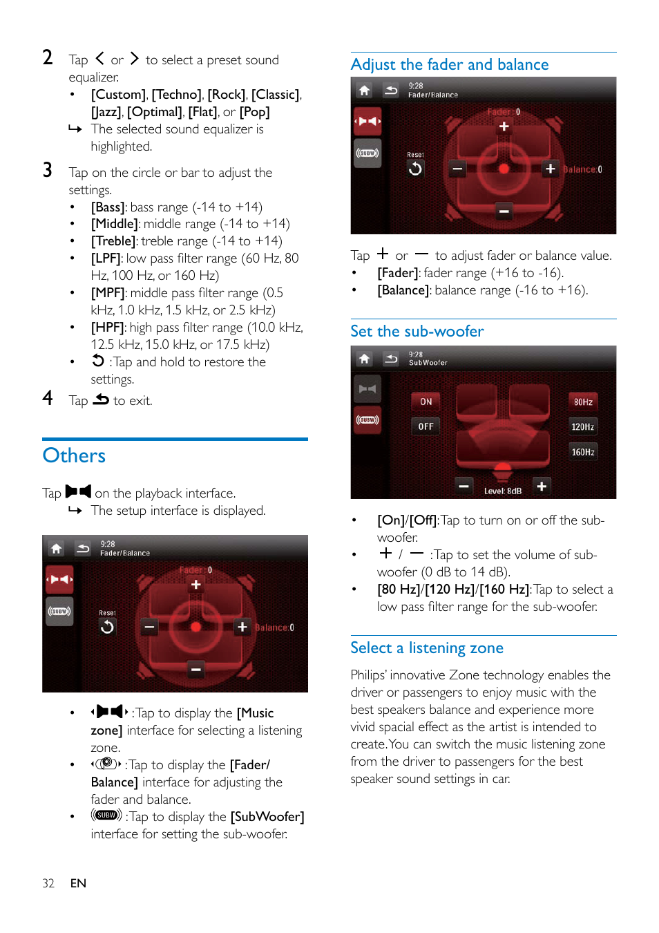 9 play from an ipod/iphone, Compatible ipod/iphone models, Connect your ipod/iphone | Control play, Others, Others 32 | Philips CED1900BT User Manual | Page 34 / 47
