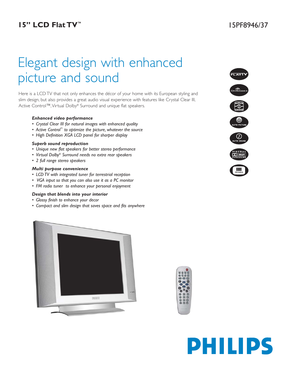 Philips 15PF8937 User Manual | 2 pages