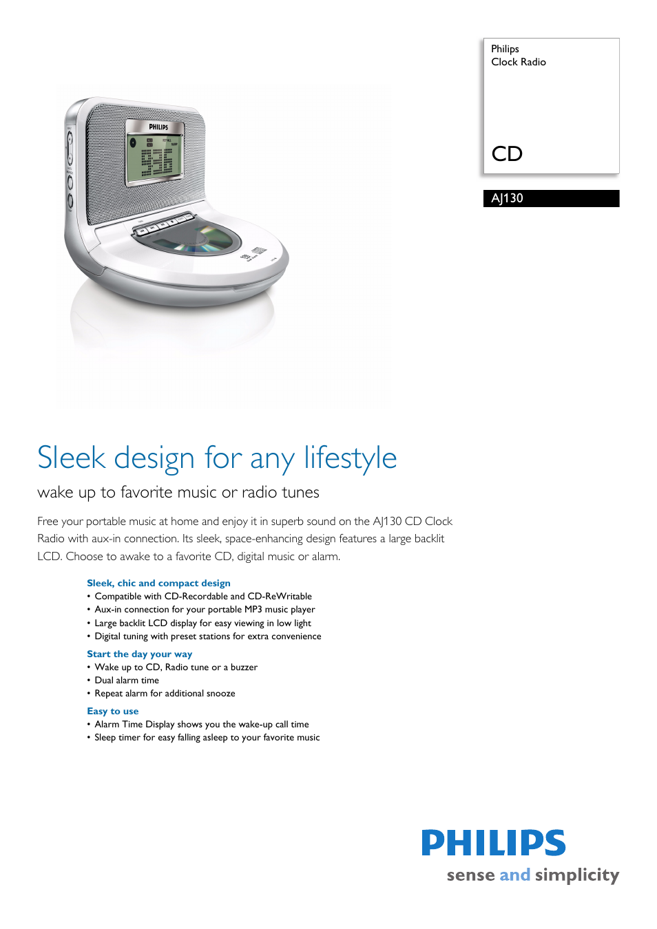 Philips AJ130/37 User Manual | 2 pages