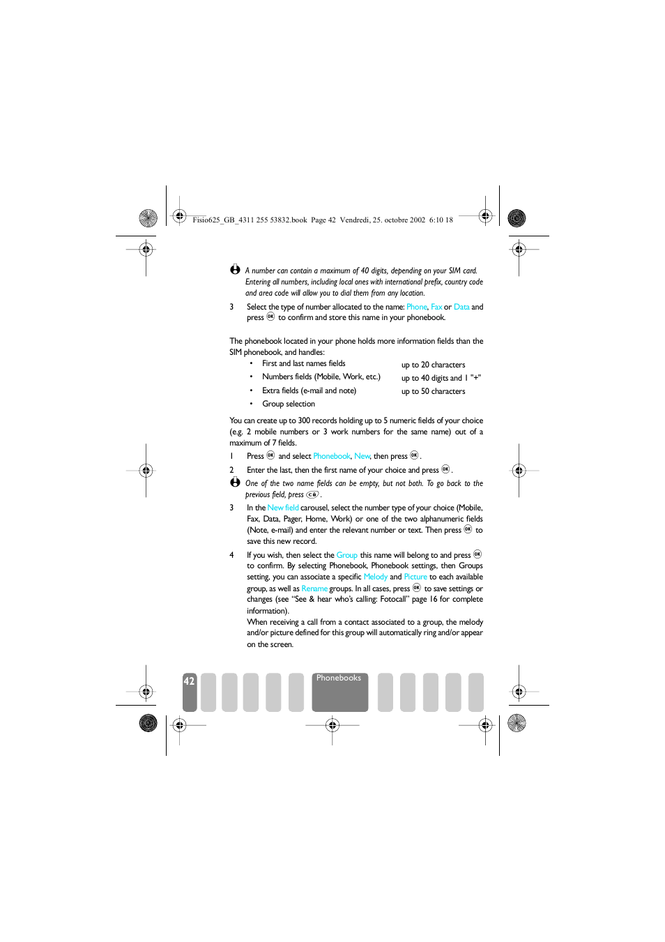 In the phone | Philips Fisio 625 User Manual | Page 44 / 92