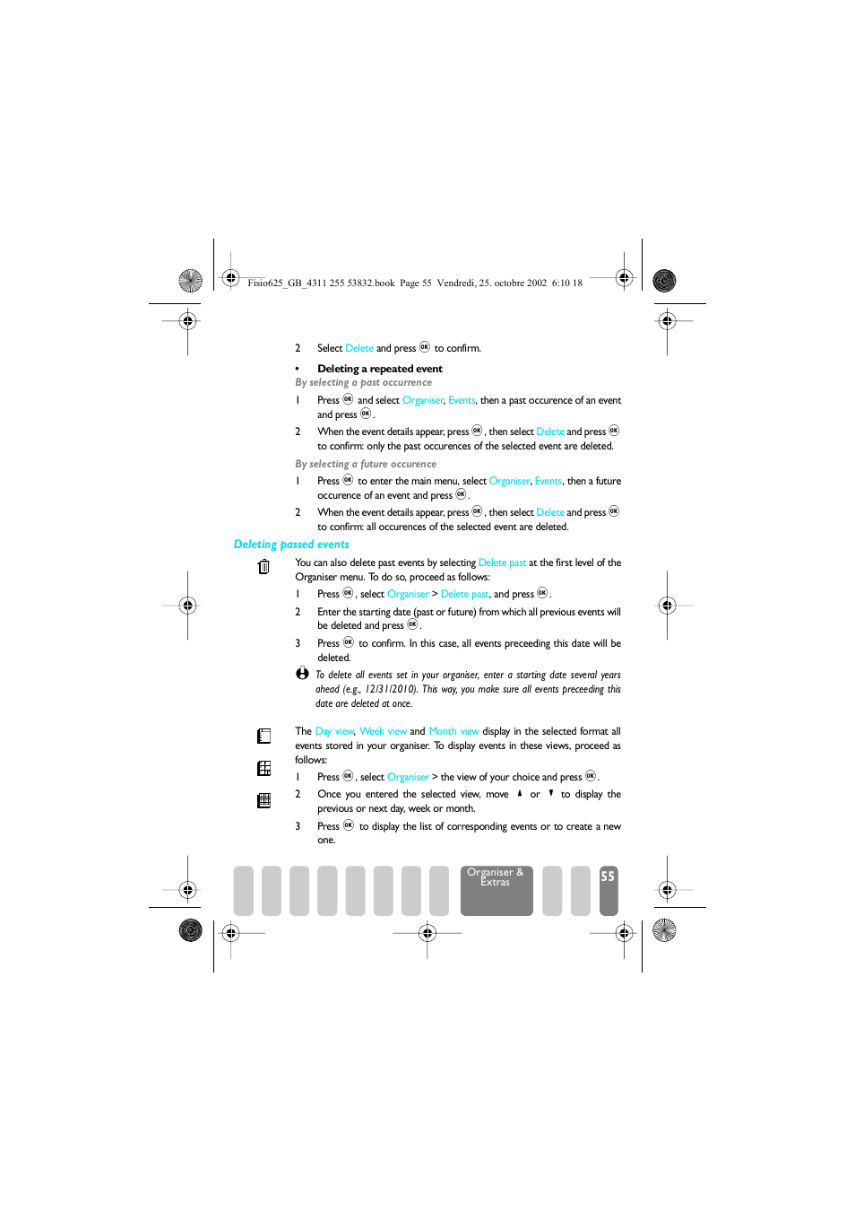 Views of events | Philips Fisio 625 User Manual | Page 57 / 92