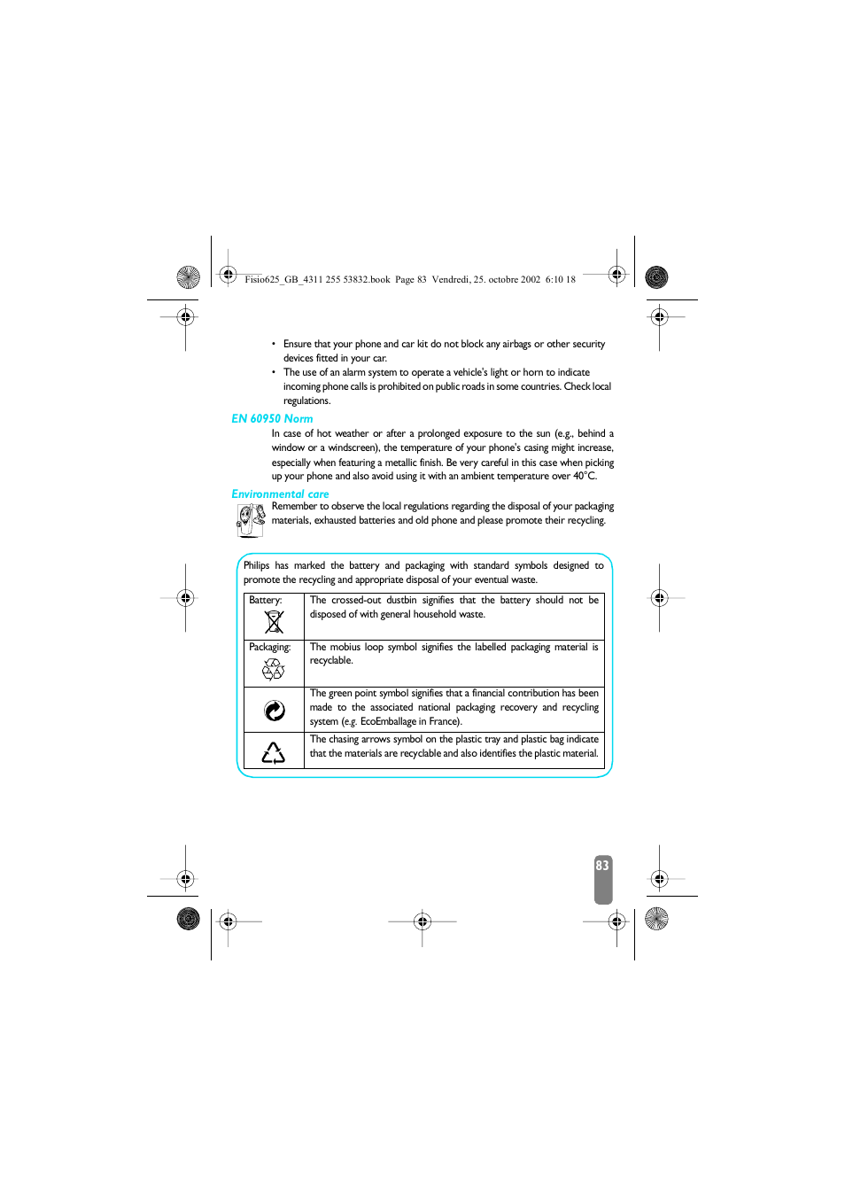 Philips Fisio 625 User Manual | Page 85 / 92