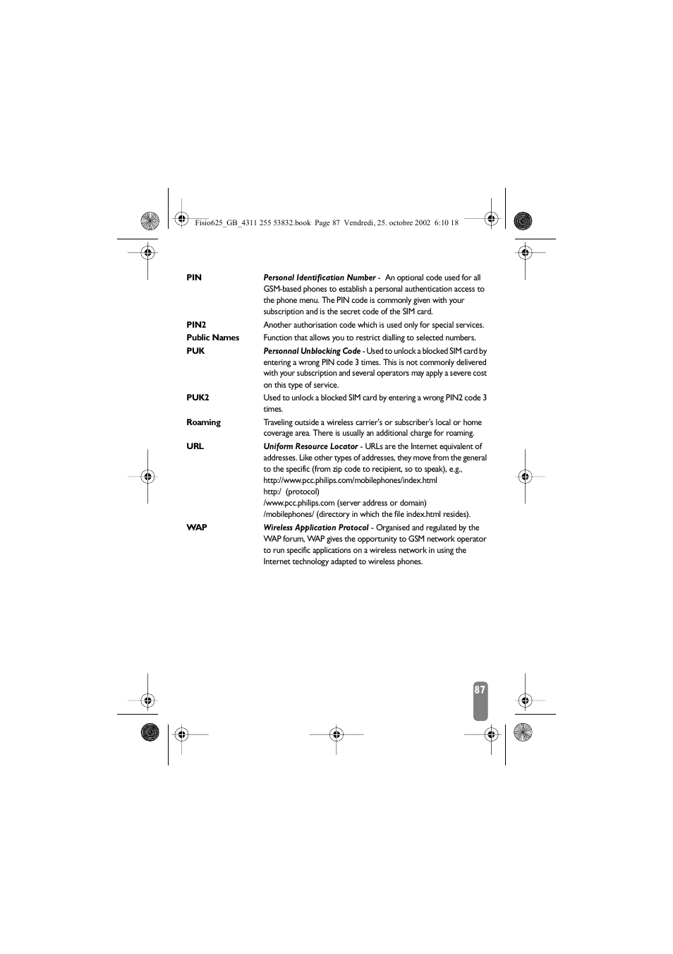 Philips Fisio 625 User Manual | Page 89 / 92