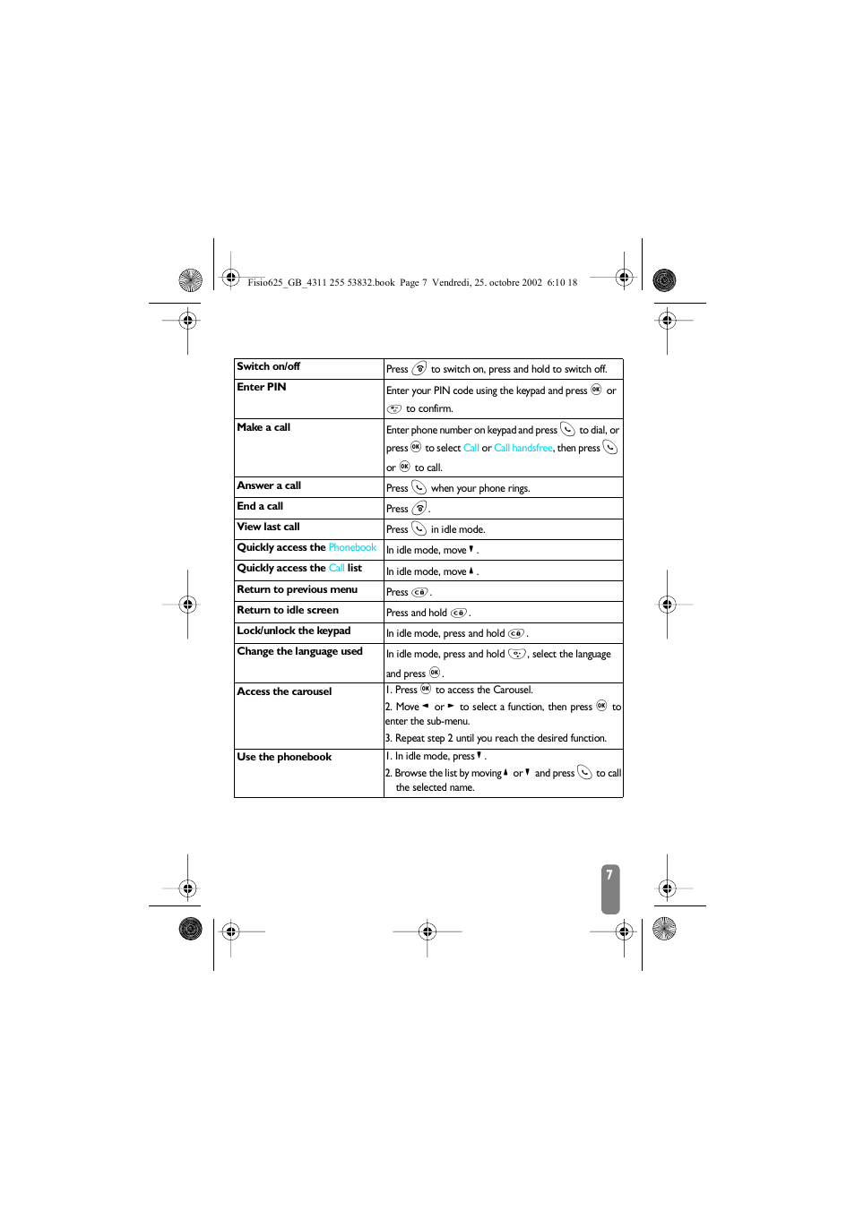 Reminder | Philips Fisio 625 User Manual | Page 9 / 92