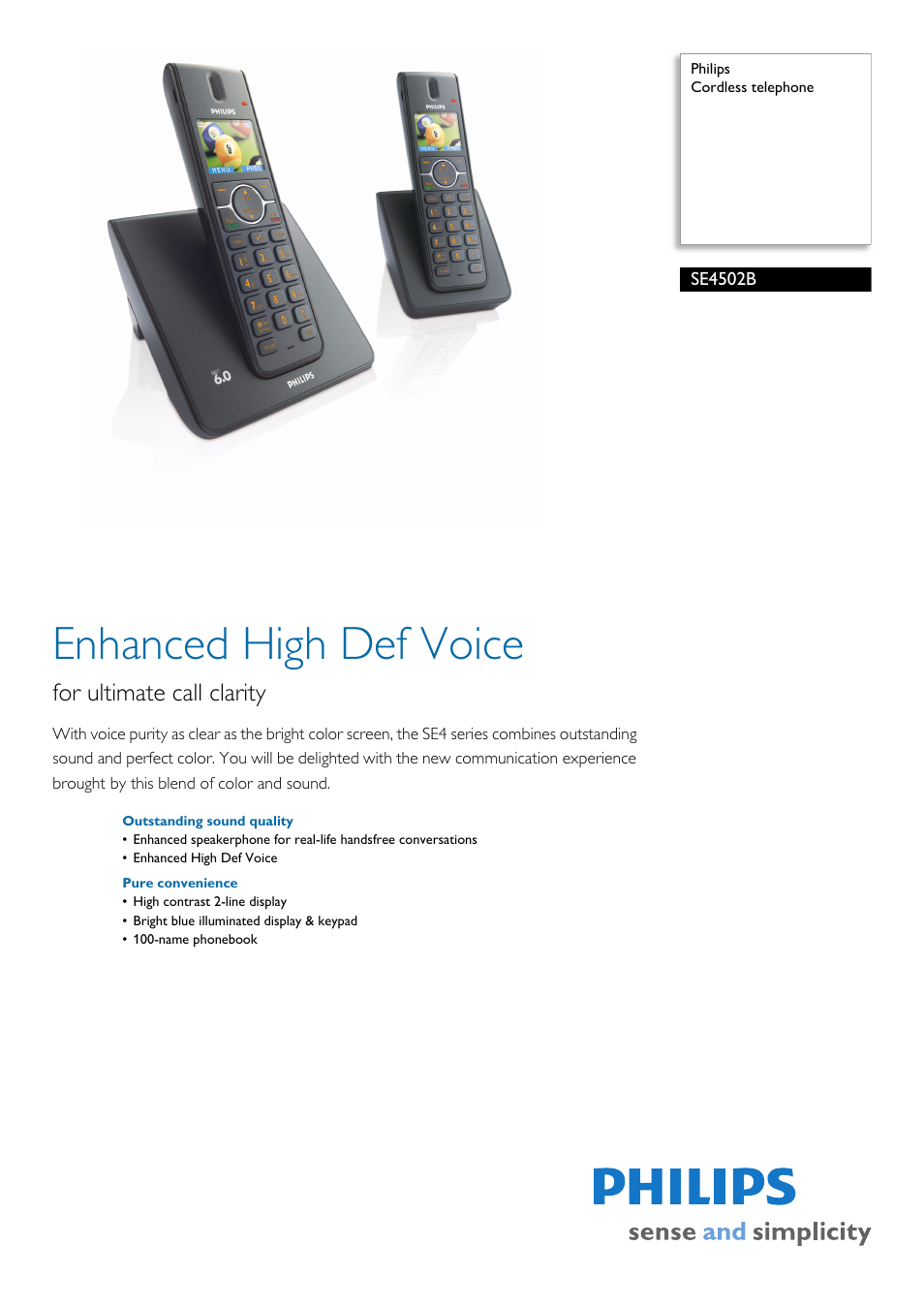 Philips SE4502B User Manual | 2 pages
