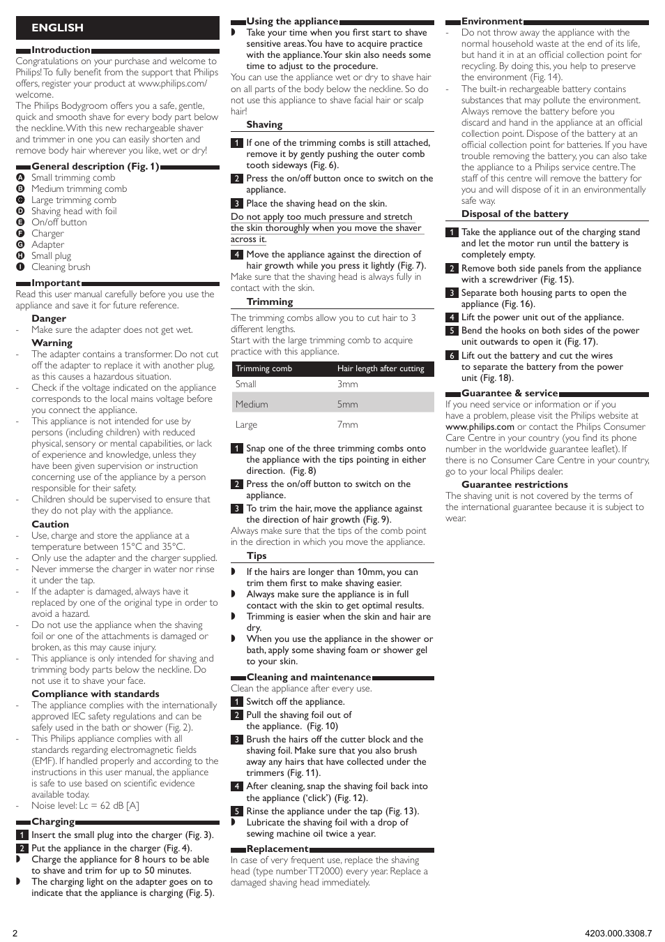 English | Philips TT2022 User Manual | Page 2 / 7