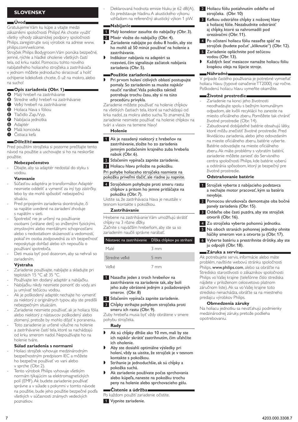 Slovensky | Philips TT2022 User Manual | Page 7 / 7