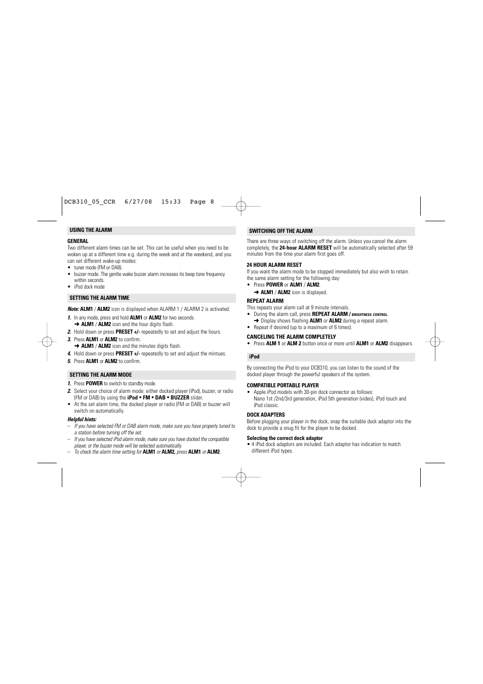 Philips dcb310 User Manual | Page 8 / 11