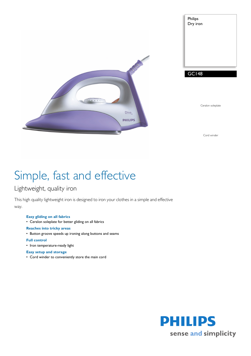 Philips GC148 User Manual | 2 pages