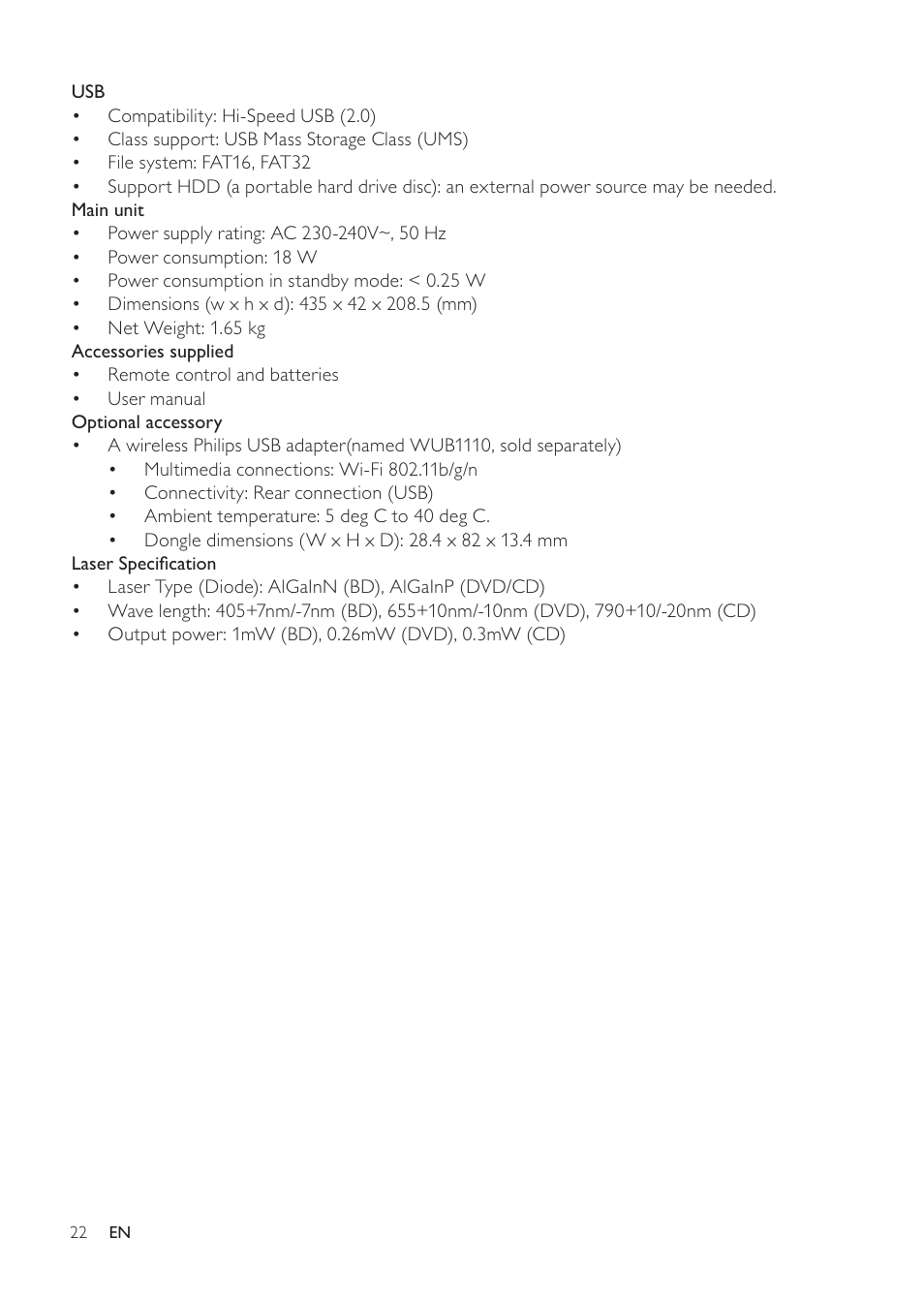 Philips EN BDP3200 User Manual | Page 22 / 55