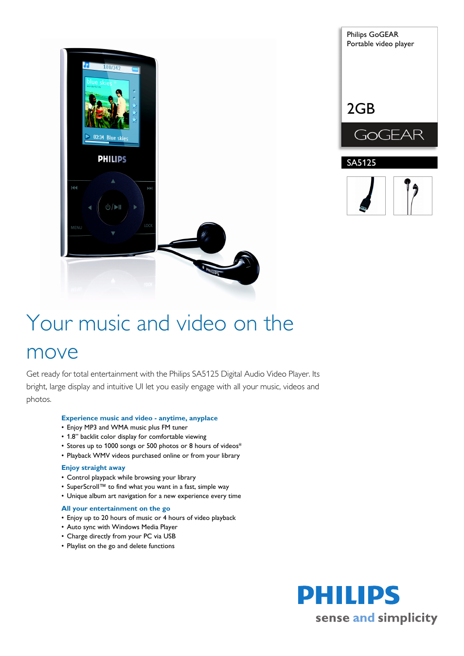Philips SA5125/97 User Manual | 2 pages