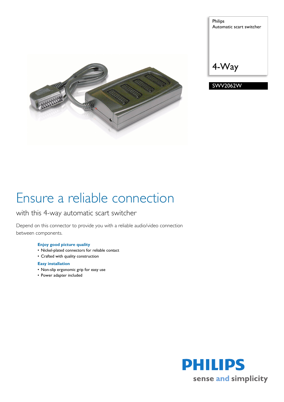 Philips SWV2062W User Manual | 2 pages