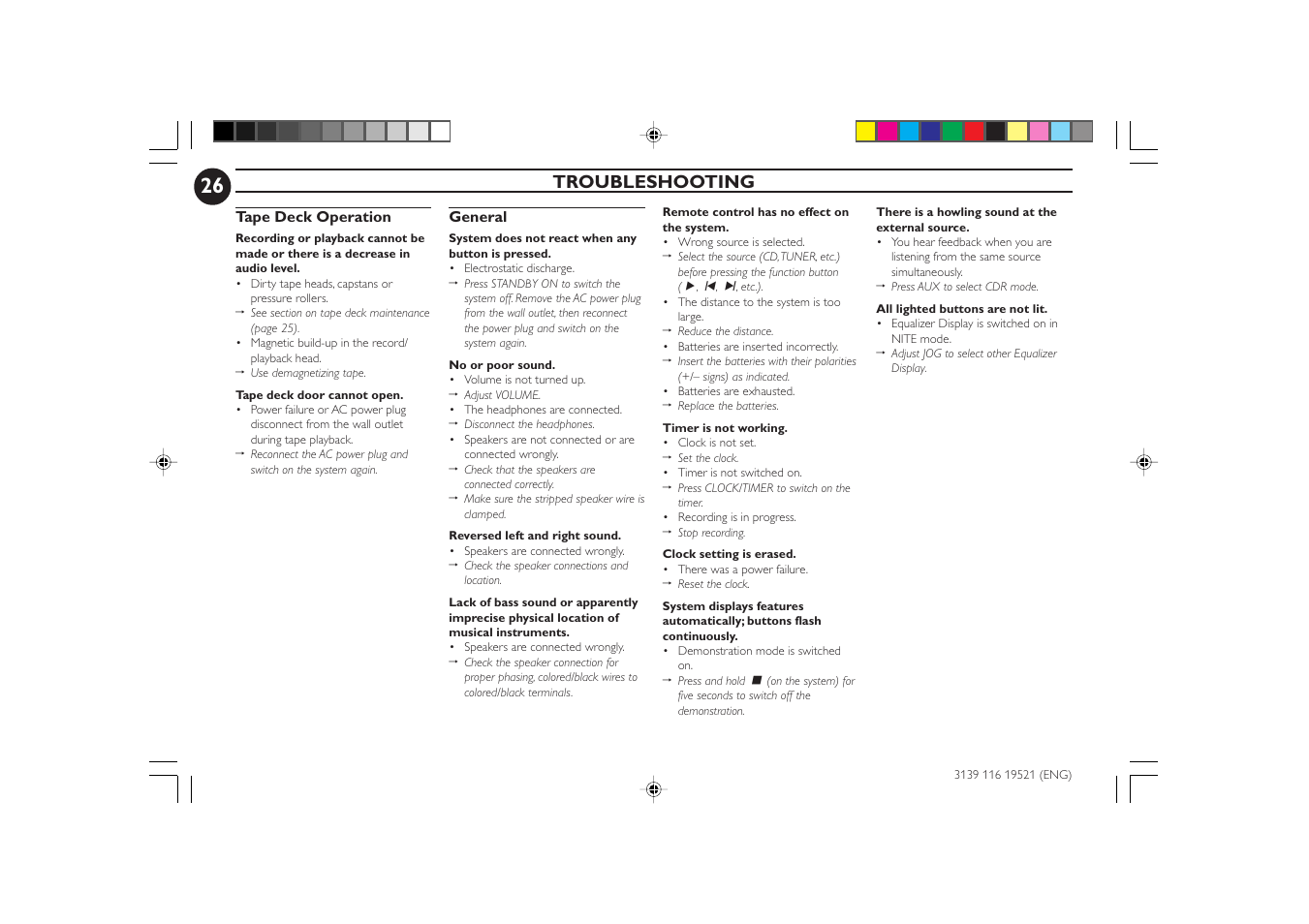 Troubleshooting | Philips FW-C72 User Manual | Page 26 / 29