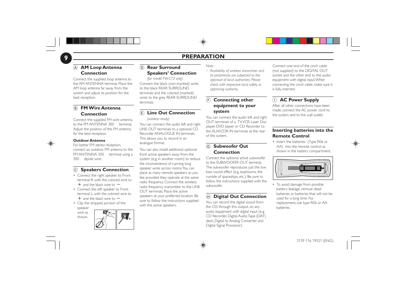 Preparation | Philips FW-C72 User Manual | Page 9 / 29