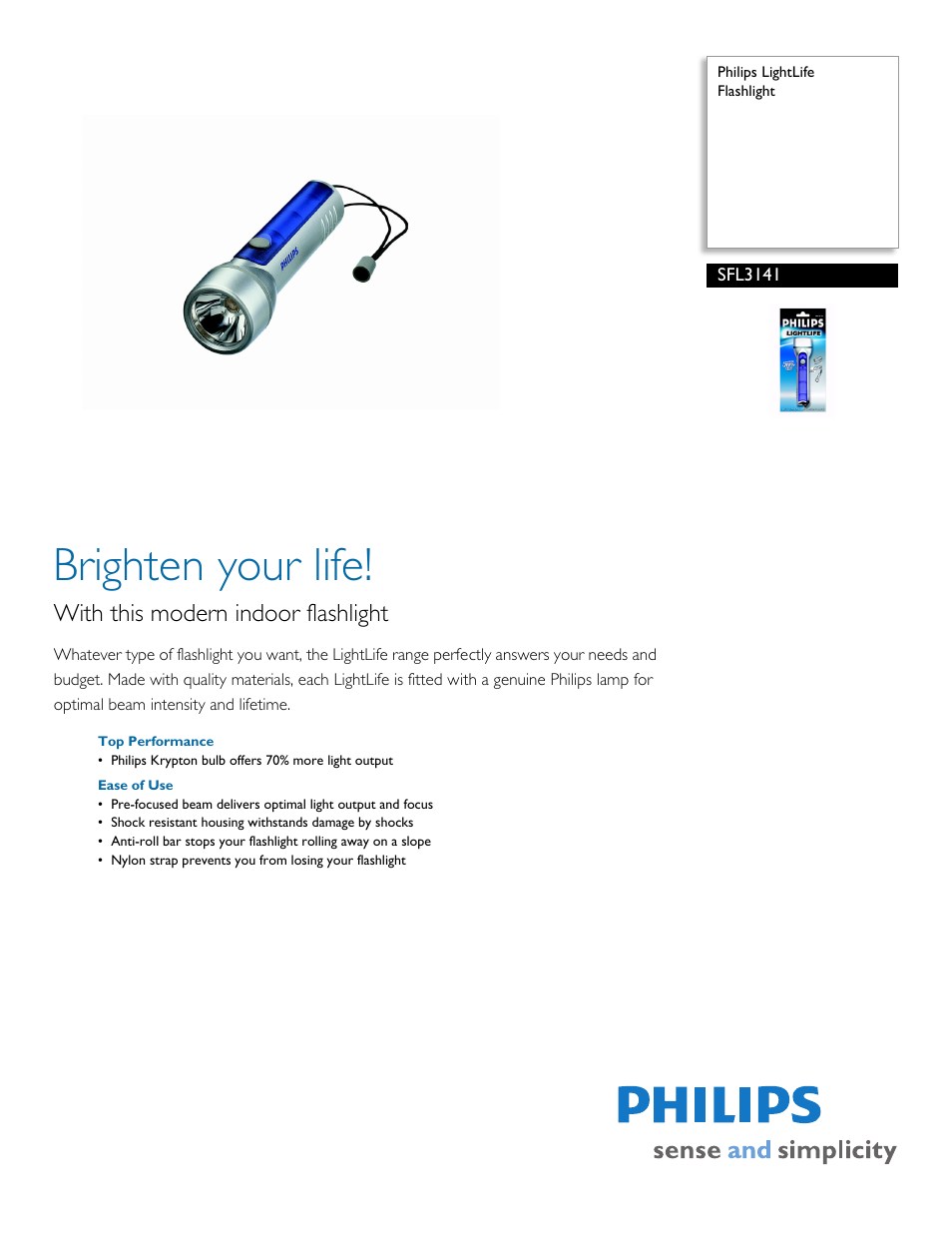 Philips LightLife SFL3141 User Manual | 2 pages