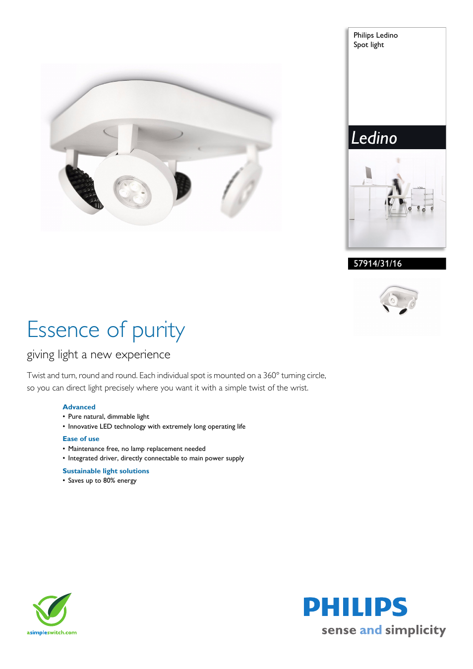 Philips Ledino 5791431/16 User Manual | 2 pages
