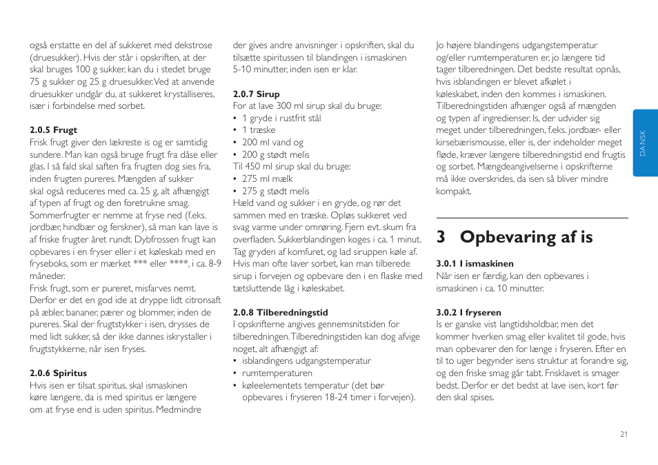 3 opbevaring af is | Philips HR2305 User Manual | Page 21 / 84