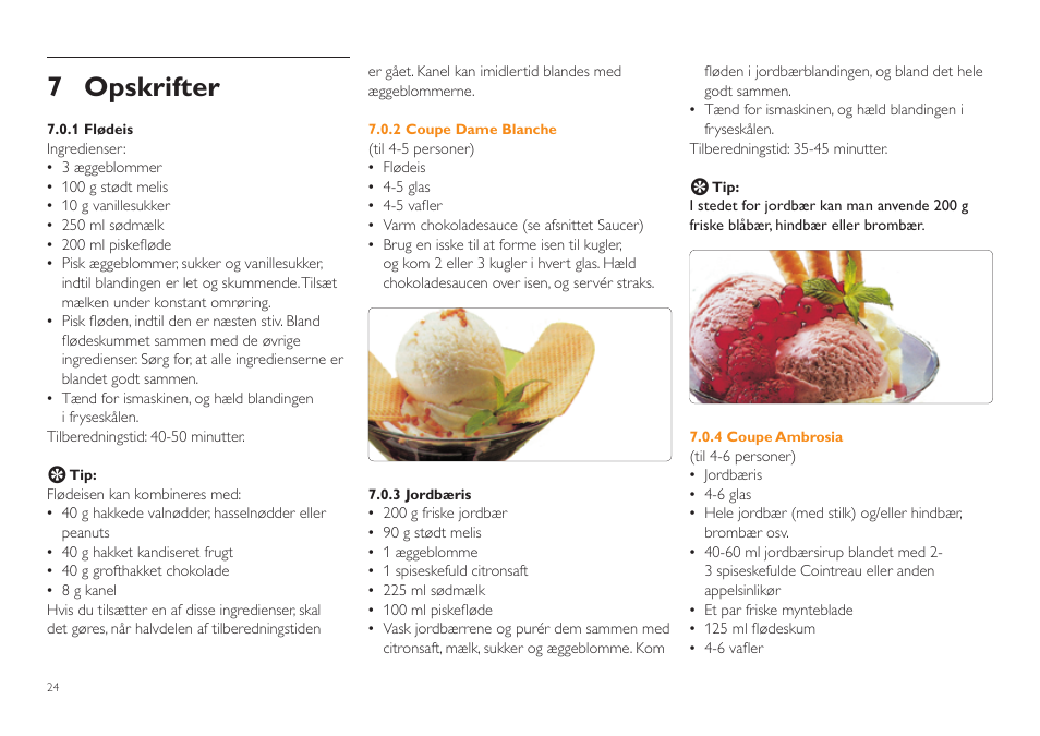 7 opskrifter | Philips HR2305 User Manual | Page 24 / 84