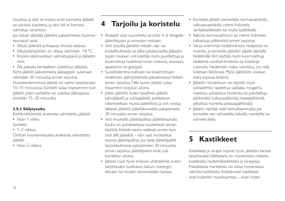 4 tarjoilu ja koristelu, 5 kastikkeet | Philips HR2305 User Manual | Page 38 / 84