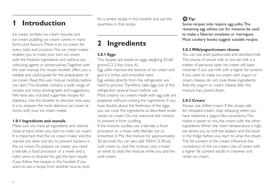 1 introduction, 2 ingredients | Philips HR2305 User Manual | Page 4 / 84