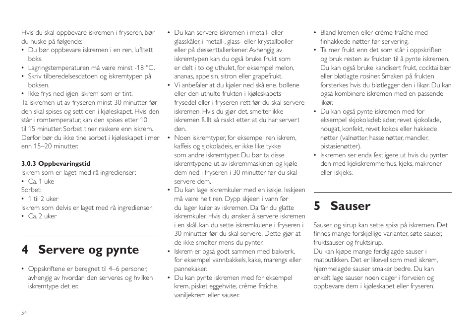 4 servere og pynte, 5 sauser | Philips HR2305 User Manual | Page 54 / 84