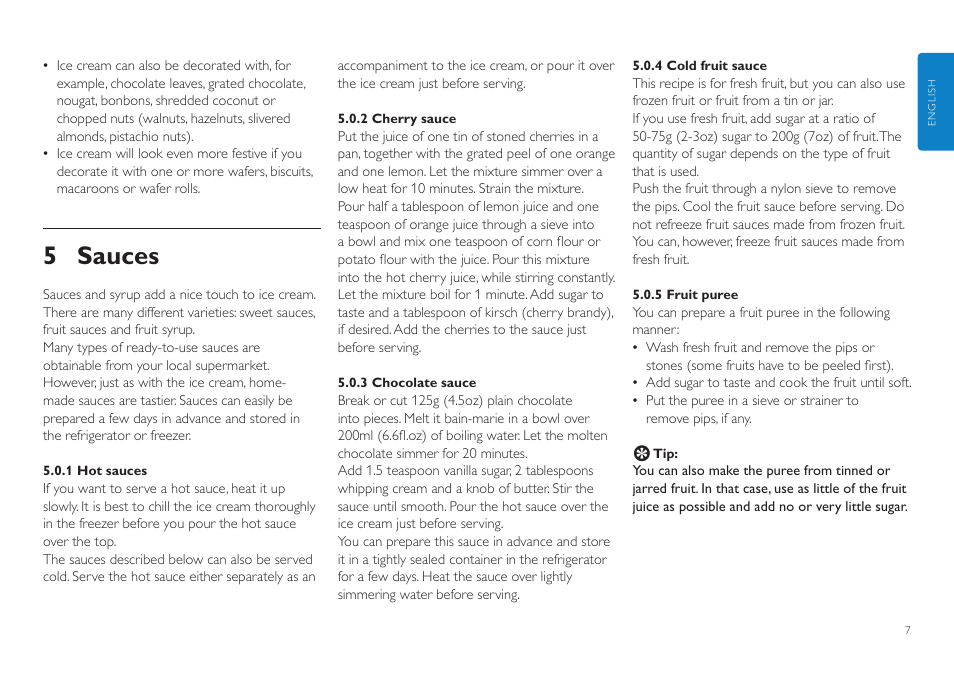 5 sauces | Philips HR2305 User Manual | Page 7 / 84