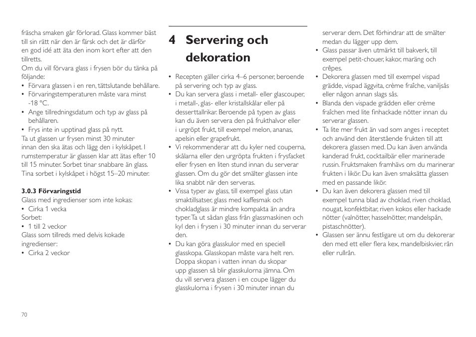 4 servering och dekoration | Philips HR2305 User Manual | Page 70 / 84