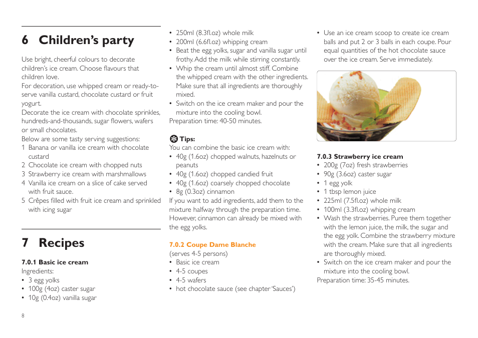 6 children’s party, 7 recipes | Philips HR2305 User Manual | Page 8 / 84