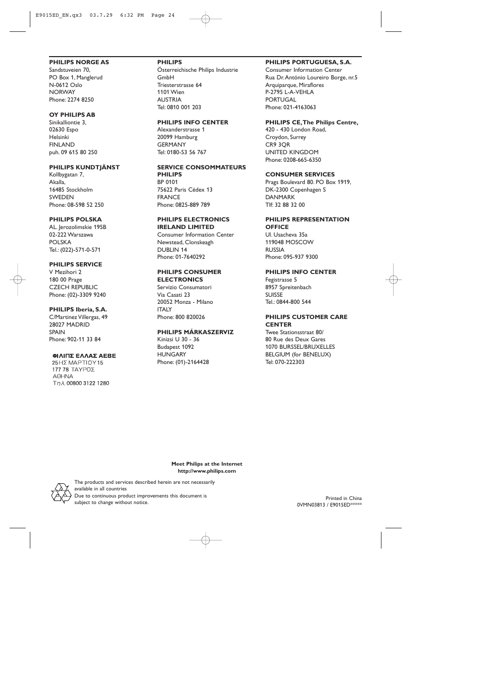 Philips ShowView E9015ED User Manual | Page 24 / 24