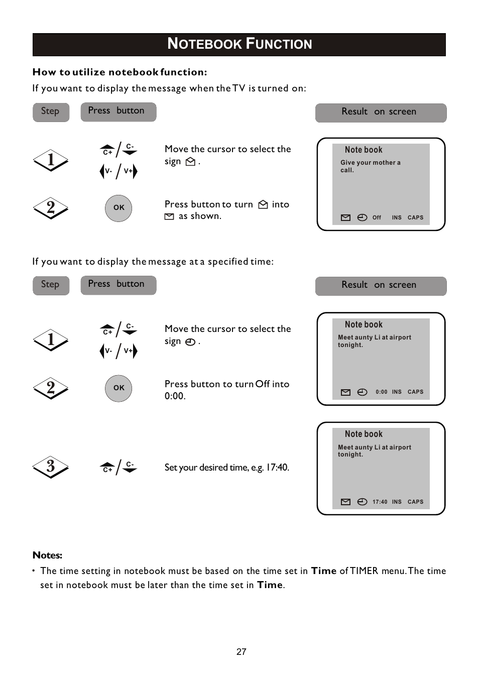 Otebook, Unction | Philips 14PT2110 User Manual | Page 27 / 28