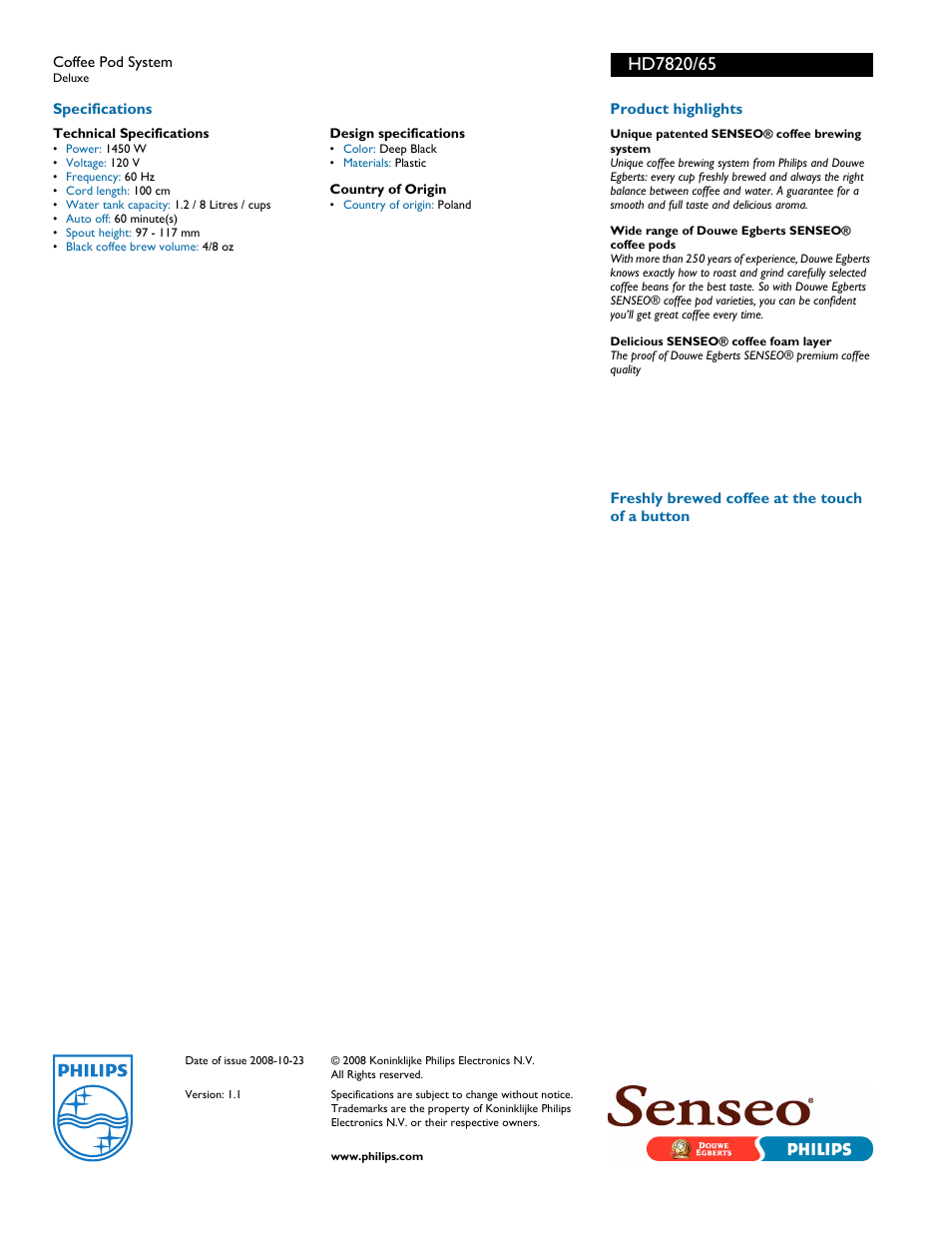 Philips HD 7820/65 User Manual | Page 2 / 2