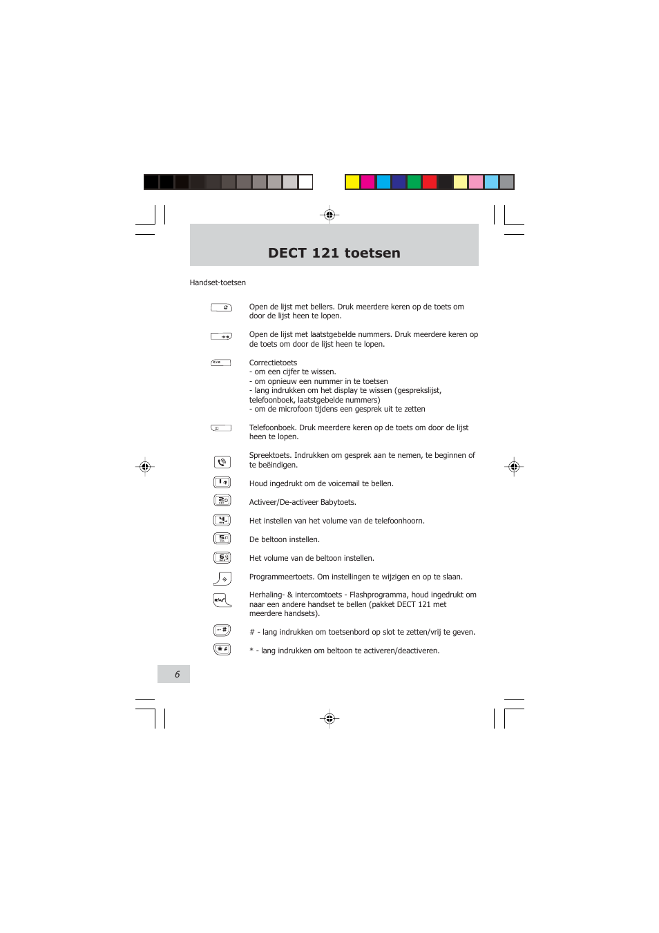 Dect 121 toetsen | Philips VOIP021 User Manual | Page 61 / 72