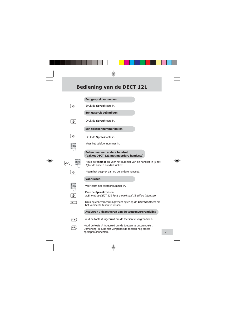 Bediening van de dect 121 | Philips VOIP021 User Manual | Page 62 / 72