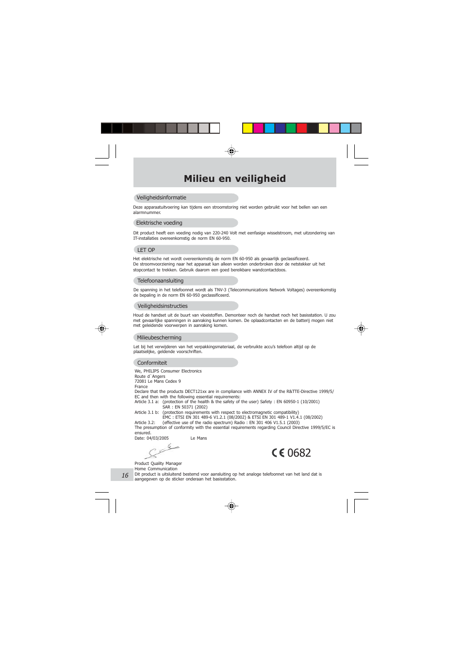 Milieu en veiligheid | Philips VOIP021 User Manual | Page 71 / 72