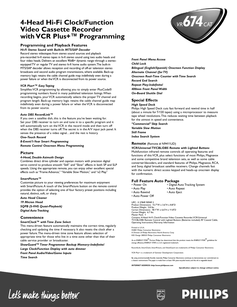 Philips VR674CAT User Manual | Page 2 / 2