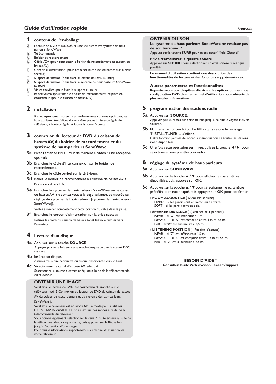 Guide d’utilisation rapide | Philips HTS8010S/01 User Manual | Page 3 / 16