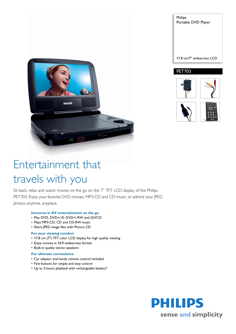 Philips PET703 User Manual | 2 pages