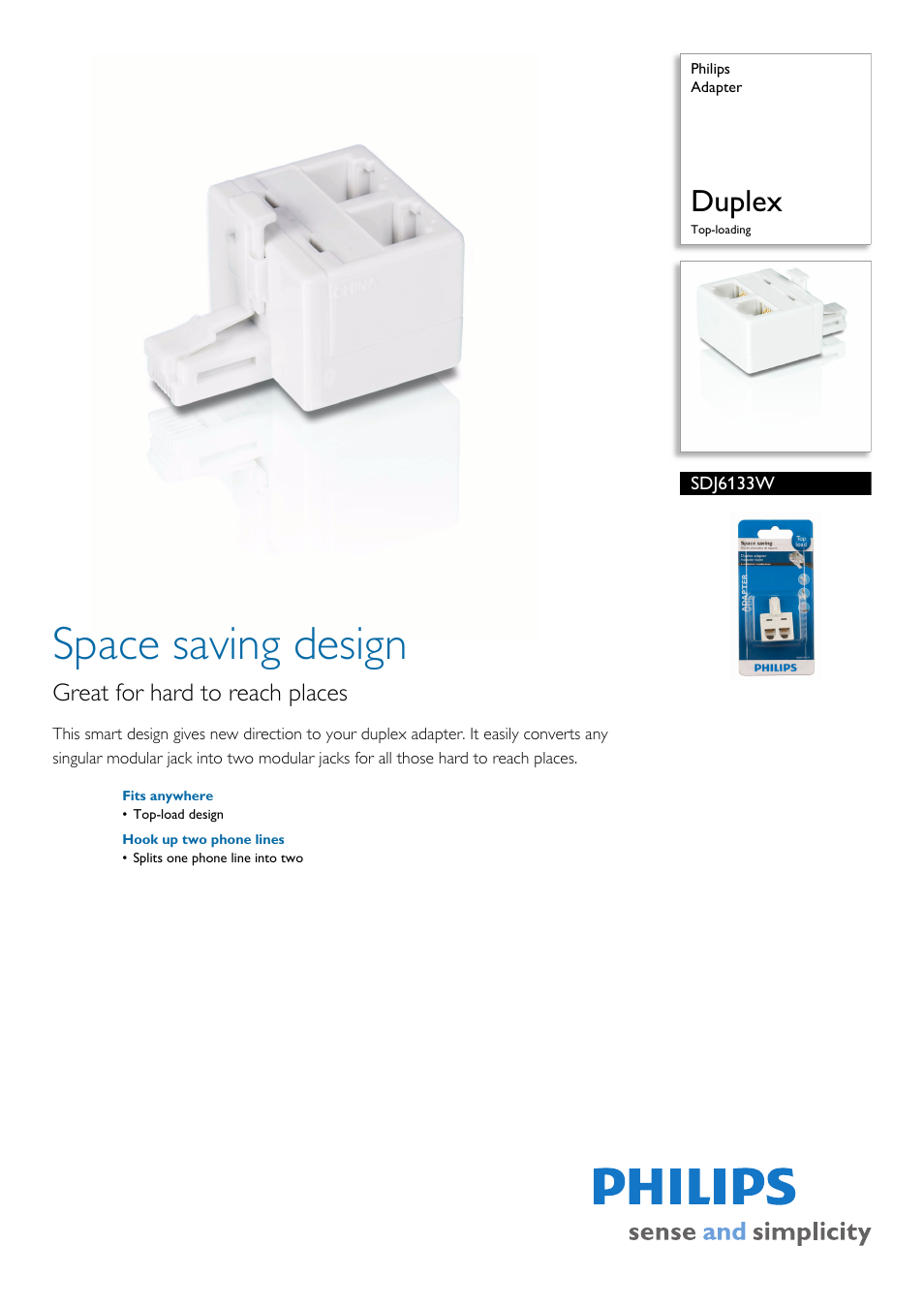 Philips SDJ6133W User Manual | 2 pages